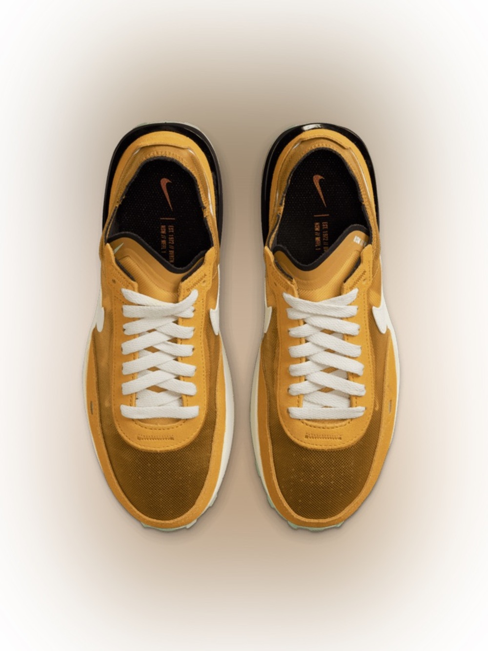 Nike Waffle Phantom One Gold Suede Shoes
